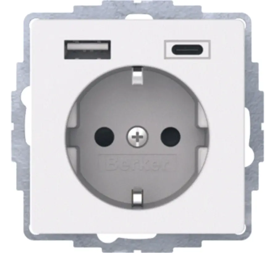 Schuko-Steckdose erhöhtem Berührungsschutz USB-A und USB-C Q1/Q3/Q7 weiß (48046089)