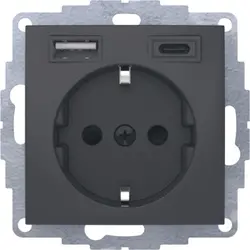 Berker Schuko-Steckdose erhöhtem Berührungsschutz USB-A und USB-C S1/B3/B7 anthrazit matt (48041606)