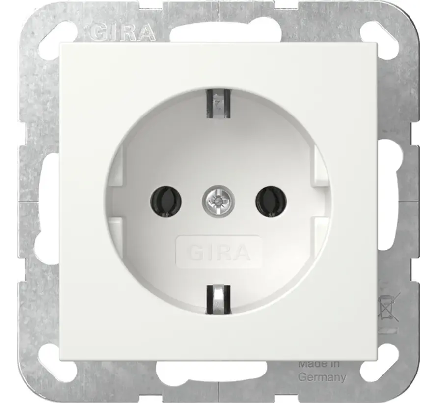 Schuko-Steckdose mit Krallenbefestigung System 55 weiß glänzend (418803)