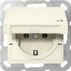 Gira Schuko-Steckdose Klappdeckel System 55 creme glänzend (445401)