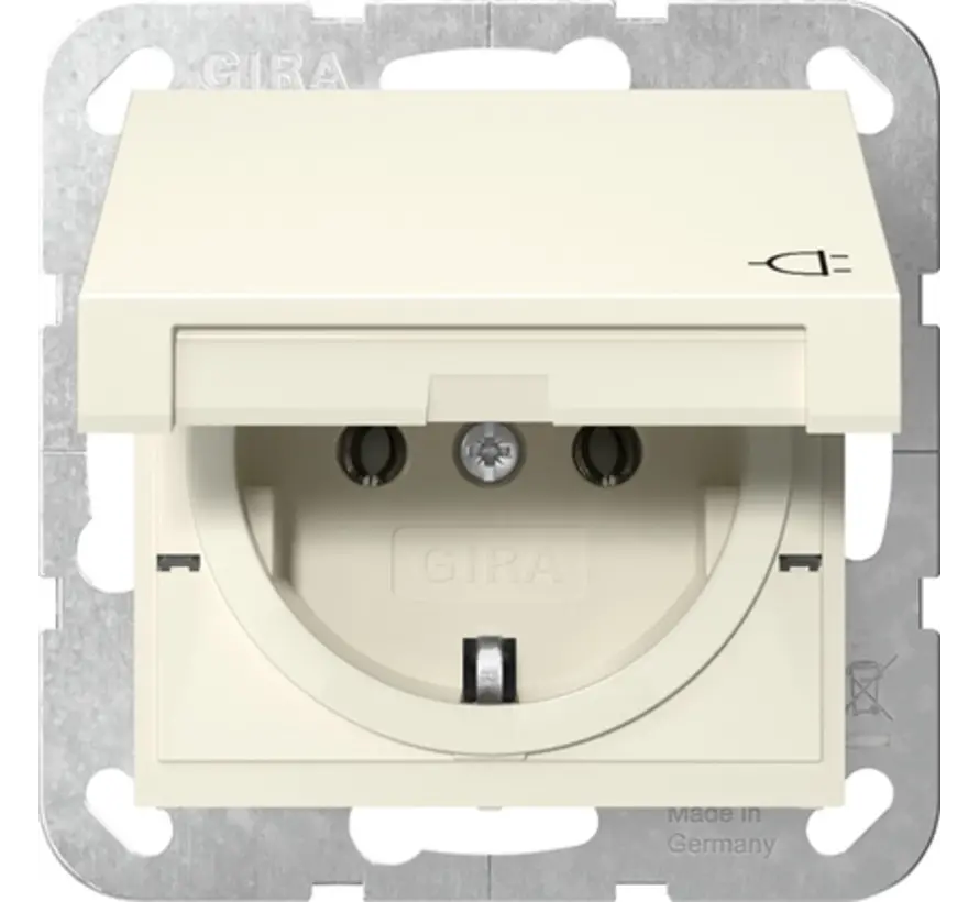 Schuko-Steckdose Klappdeckel System 55 creme glänzend (445401)
