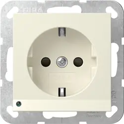 Gira Schuko-Steckdose erhöhtem Berührungsschutz LED-Orientierungsleuchte System 55 creme glänzend (417001)