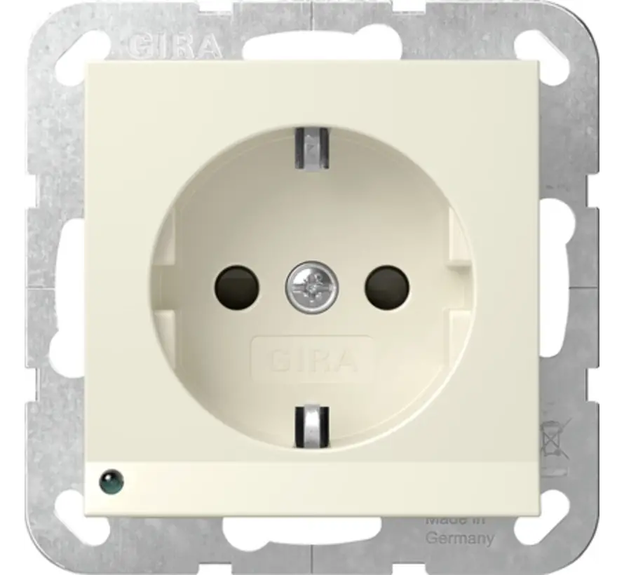 Schuko-Steckdose erhöhtem Berührungsschutz LED-Orientierungsleuchte System 55 creme glänzend (417001)