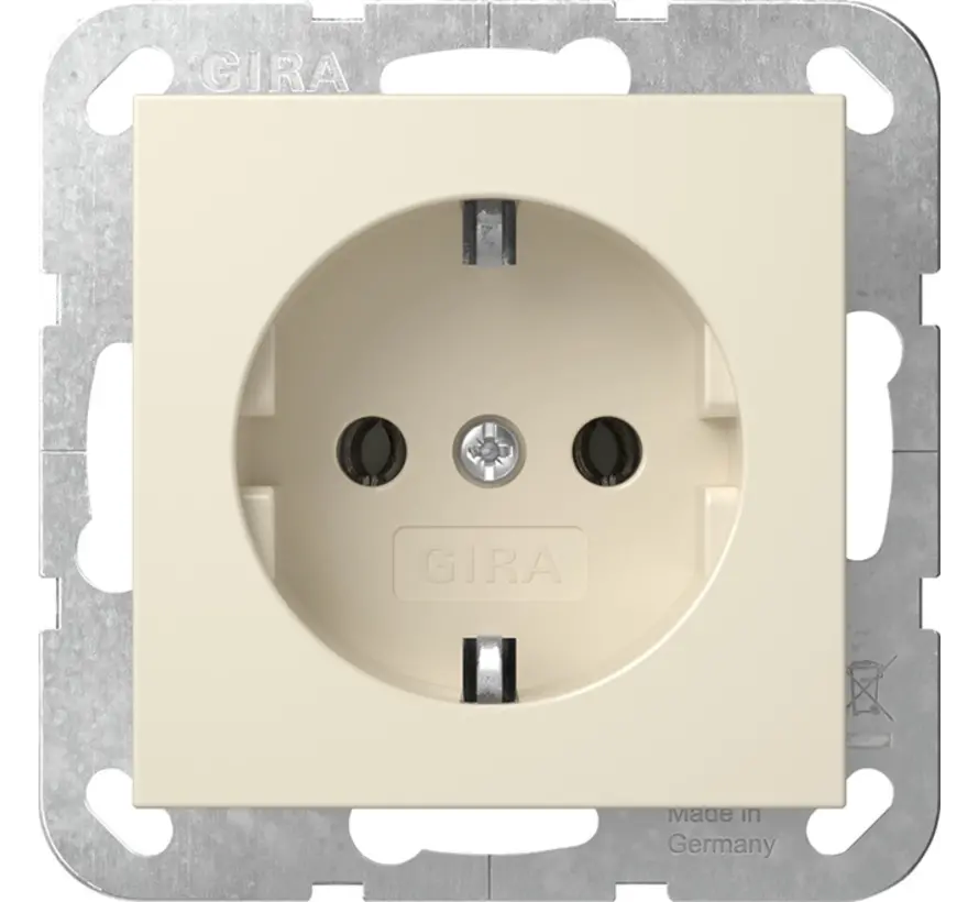 Schuko-Steckdose ohne Befestigungskrallen System 55 creme glänzend (446601)