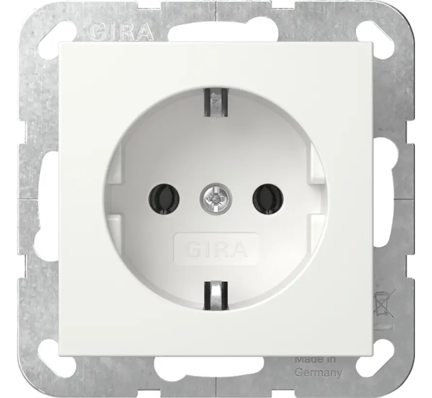 Schuko-Steckdose ohne Krallenbefestigung System 55 weiß matt (446627)