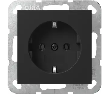 Gira Schuko-Steckdose ohne Befestigungskrallen System 55 schwarz matt (4466005)