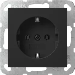 Gira Schuko-Steckdose mit Krallenbefestigung System 55 schwarz matt (4188005)