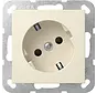 Schuko-Steckdose erhöhtem Berührungsschutz 30 grad gedreht System 55 creme glänzend (441801)