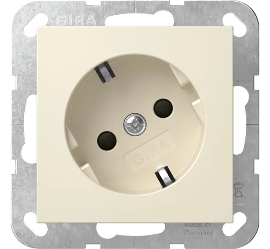 Schuko-Steckdose erhöhtem Berührungsschutz 30 grad gedreht System 55 creme glänzend (441801)