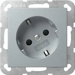 Gira Schuko-Steckdose erhöhtem Berührungsschutz 30 grad gedreht System 55 aluminium matt (441826)