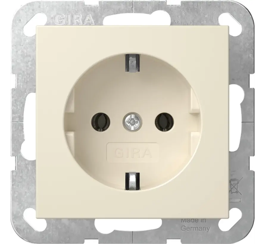 Schuko-Steckdose mit Befestigungskrallen System 55 creme glänzend (418801)