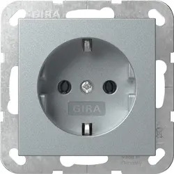 Gira Schuko-Steckdose mit Krallenbefestigung System 55 aluminium matt (418826)