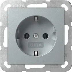 Gira Schuko-Steckdose ohne Befestigungskrallen System 55 aluminium matt (446626)