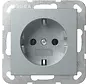 Schuko-Steckdose ohne Befestigungskrallen System 55 aluminium matt (446626)