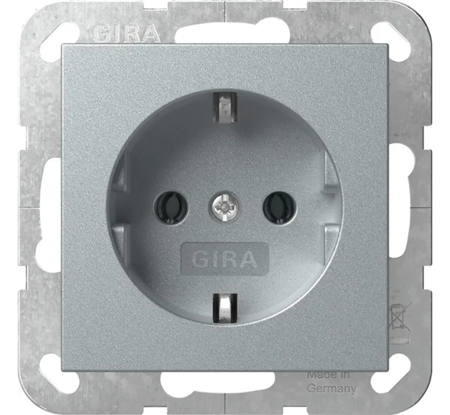 Schuko-Steckdose ohne Krallenbefestigung System 55 aluminium matt (446626)