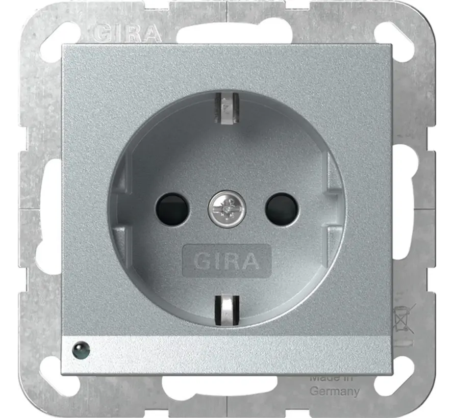 Schuko-Steckdose erhöhtem Berührungsschutz LED-Orientierungsleuchte System 55 aluminium matt (417026)
