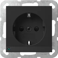 Gira Schuko-Steckdose erhöhtem Berührungsschutz LED-Orientierungsleuchte System 55 schwarz matt (4170005)