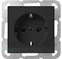 Schuko-Steckdose erhöhtem Berührungsschutz LED-Orientierungsleuchte System 55 schwarz matt (4170005)