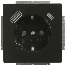 Busch-Jaeger Schuko-Steckdose erhöhtem Berührungsschutz mit USB-A und USB-C Future Linear anthrazit glänzend (20 EUCB2USBAC-81)