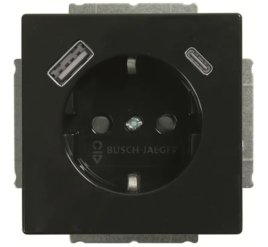 Schuko-Steckdose erhöhtem Berührungsschutz mit USB-A und USB-C Future Linear anthrazit glänzend (20 EUCB2USBAC-81)