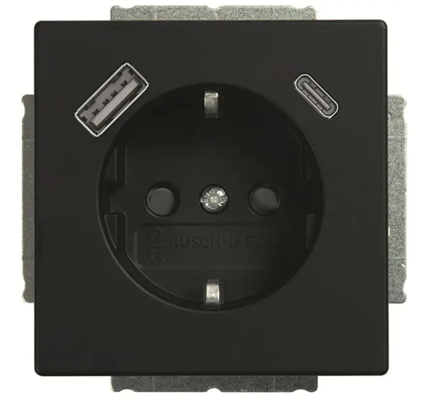 Schuko-Steckdose erhöhtem Berührungsschutz mit USB-A und USB-C Future Linear schwarz matt (21 EUCB2USBAC-885)