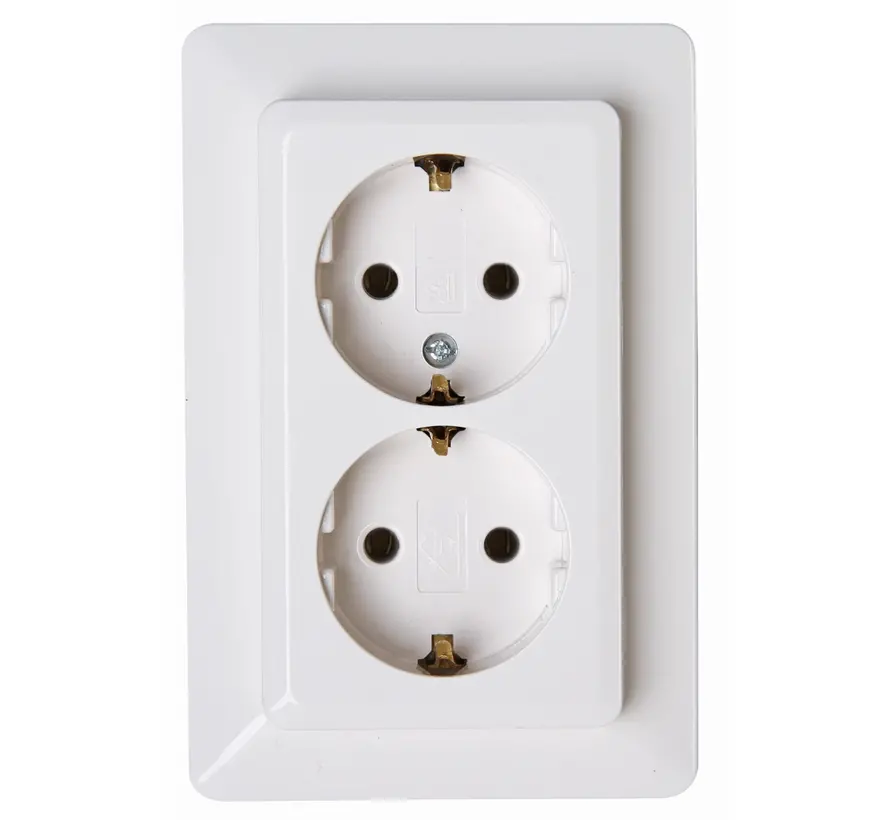 Schuko-Steckdose 2-fach für 1-fach Unterputzdose HK02 Milano arktisweiß (917213007)