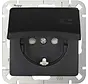 Schuko-Steckdose erhöhtem Berührungsschutz mit Klappdeckel HK05 schwarz matt (920850000)