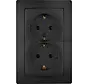 Schuko-Steckdose 2-fach für 1-fach Unterputzdose ohne HK05 schwarz matt (941150004)