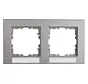 Abdeckrahmen 2-fach mit Beschriftungsfeld horizontal HK07 stahl (402647203)