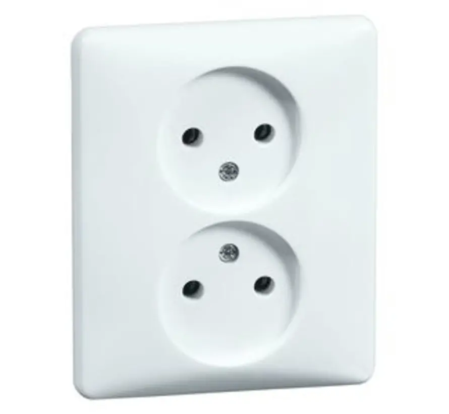 Steckdose 2-fach ohne Schutzkontakt für 1-fach Unterputzdose Standard reinweiß (H 80.1912.02)