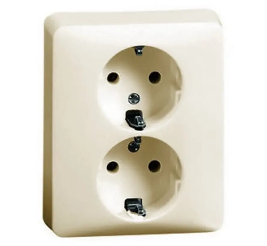 Schuko-Steckdose 2-fach für 1-fach Unterputzdose ohne Befestigungskrallen Standard creme (80.6512 W)
