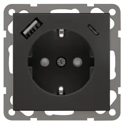 PEHA Schuko-Steckdose mit USB A-C 3.4 A Badora schwarz matt (D 11.6511.193 SI USB)