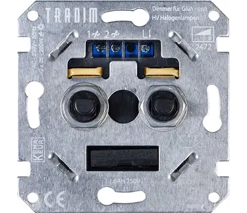Tradim Doppel-Drehdimmer für 230V-Glüh- und Halogenlampen 2x 25-200 Watt (2472)