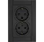 Schuko-Steckdose 2-fach für 1-fach Unterputzdose HK07 Athenis schwarz matt (929550000)