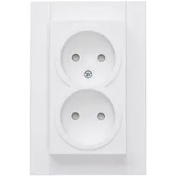 Kopp Steckdose 2-fach ohne Schutzkontakt mit Safety+ für 1-fach Unterputzdose HK07 Athenis arktisweiß matt (950032005)