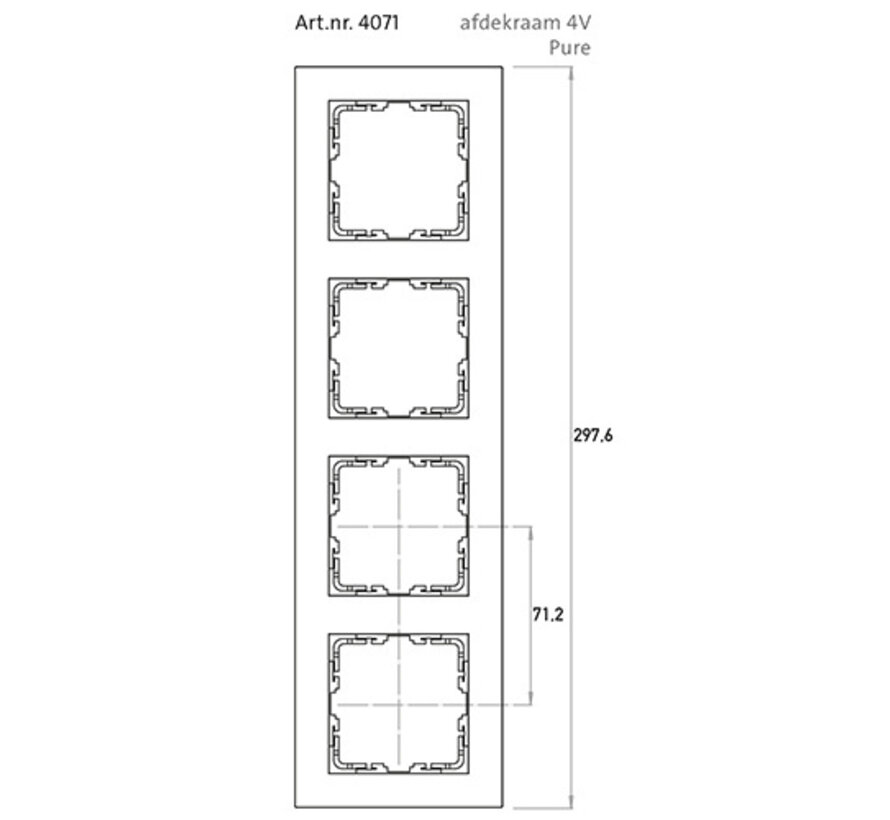 Abdeckrahmen 4-fach HK07 PURE stahl (407147007)