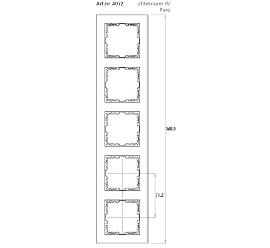 Abdeckrahmen 5-fach HK07 PURE stahl (407247000)