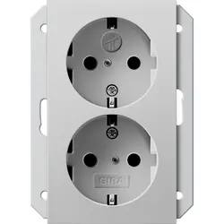 Gira Schuko-Steckdose erhöhtem Berührungsschutz 2-fach für unterputz-Gerätedose 1.5-fach System 55 grau matt (2735015)