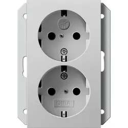 Gira Schuko-Steckdose erhöhtem Berührungsschutz 2-fach für unterputz-Gerätedose 1-fach System 55 grau matt (2731015)