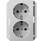 Schuko-Steckdose mit Shutter 2fach für Unterputz-Gerätedose 1fach System 55 grau matt (2731015)
