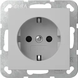 Gira Schuko-Steckdose erhöhtem Berührungsschutz mit Befestigungskrallen System 55 grau matt (4453015)