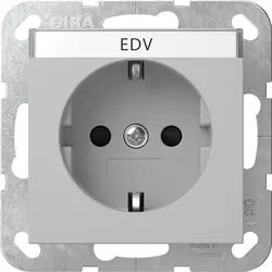 Gira SCHUKO-Steckdose mit erhöhtem Berührungsschutz und Beschriftungsfeld Systeem 55 grau matt (4462015)