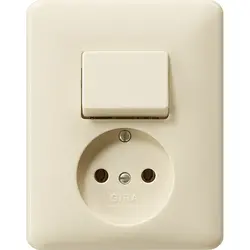 Gira Kombination Schalter und Steckdose ohne Schutzkontakt System 55 creme glänzend (047601)