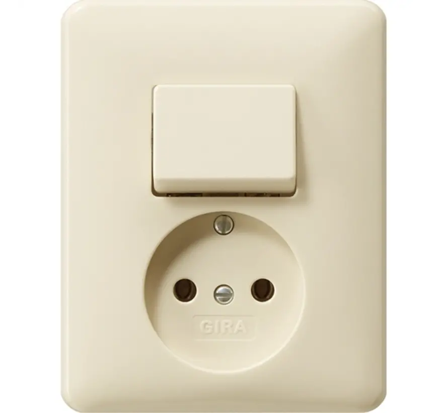 Kombination Schalter und Steckdose ohne Schutzkontakt System 55 creme glänzend (047601)