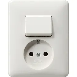 Gira Kombination Schalter und Steckdose ohne Schutzkontakt System 55 weiß glänzend (047603)