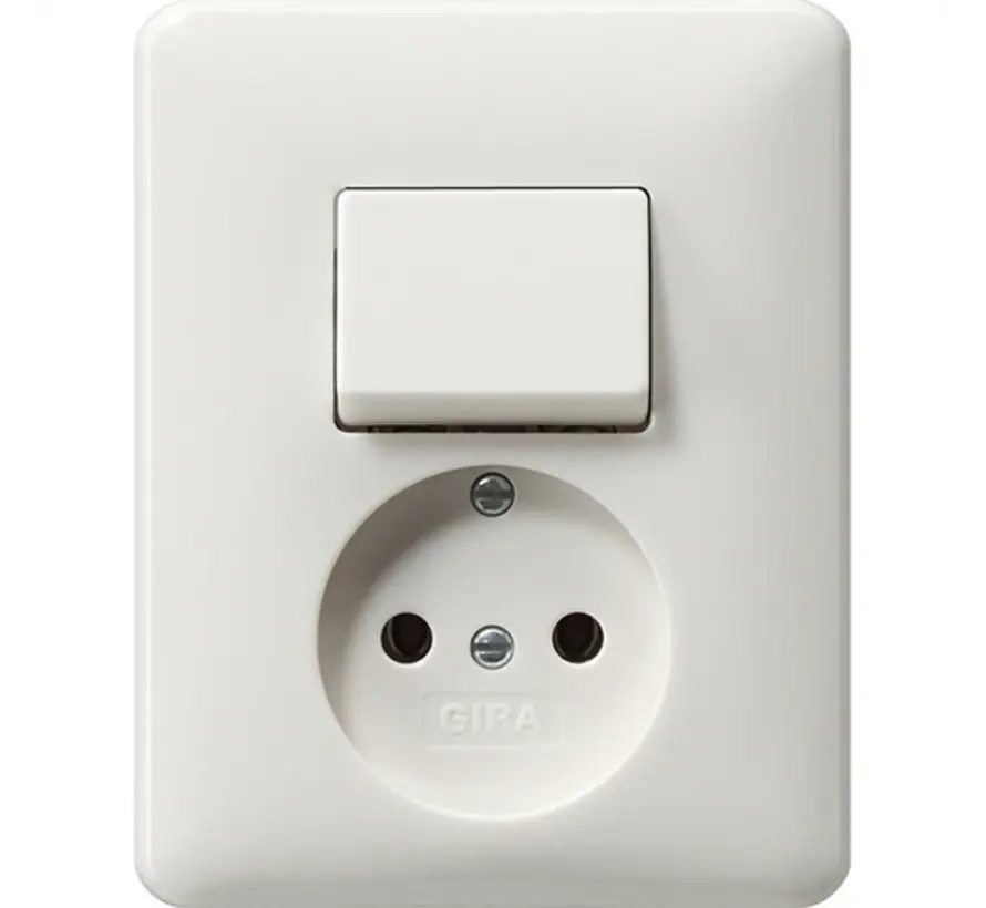 Kombination Schalter und Steckdose ohne Schutzkontakt System 55 weiß glänzend (047603)