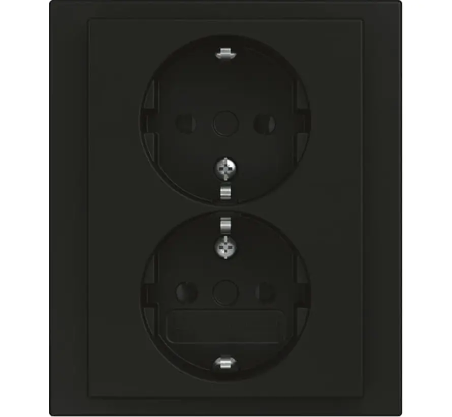 Schuko-Steckdose erhöhtem Berührungsschutz 2-fach für Unterputz-Gerätedose 1-fach Future Linear schwarz matt (202 EUJRB-885)