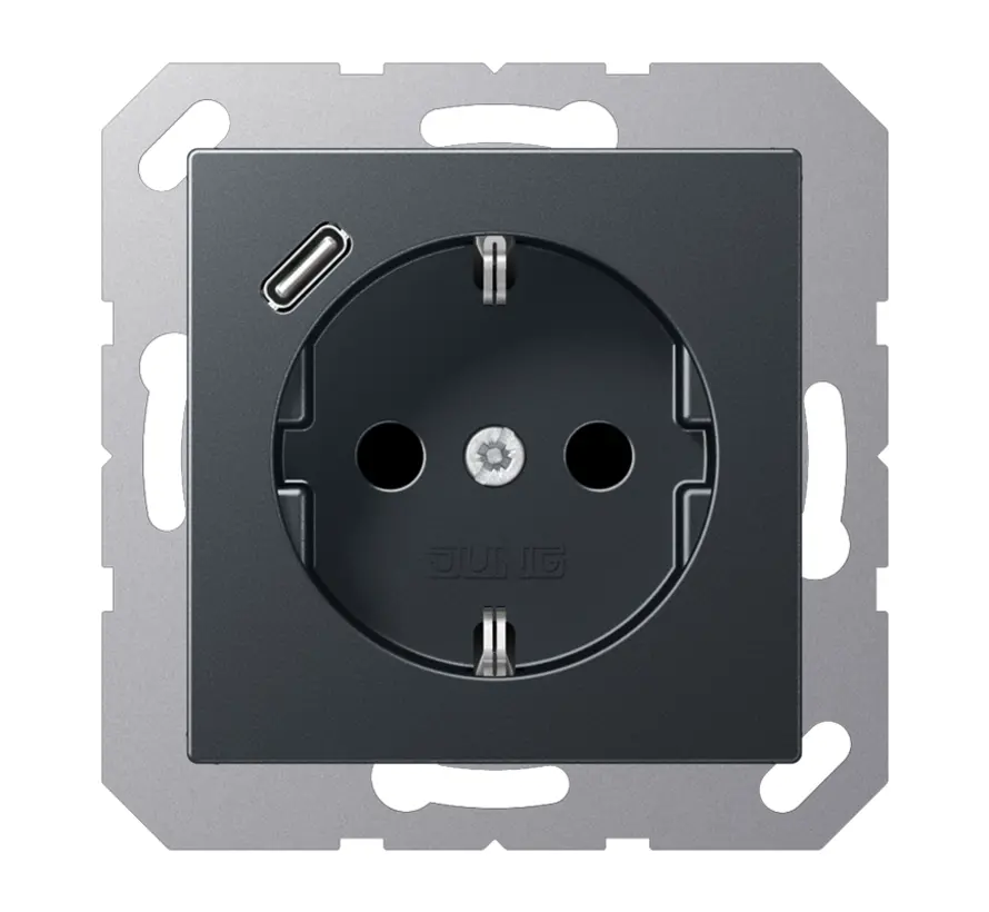 Schuko-Steckdose mit USB Typ C A-range anthrazit matt (A 1520-18 C ANM)