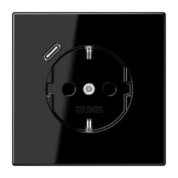 JUNG Schuko-Steckdose mit USB Typ C LS990 schwarz (LS 1520-18 C SW)