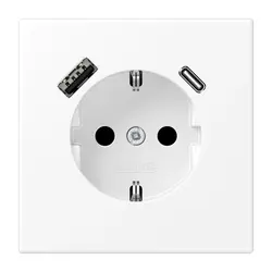 JUNG Schuko-Steckdose mit USB Typ A und Typ C LS990 schneeweiß matt (LS 1520-15 CA WWM)